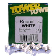 4mm Round Cable Clip - White (Pack of 100)