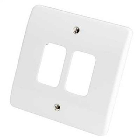 MK 2 Gang White Grid Plate