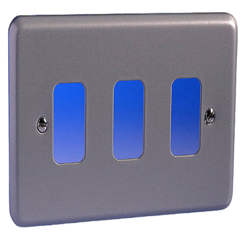 MK 3 Gang Alum Surface Grid Plate