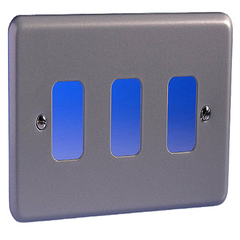 MK 3 Gang Alum Surface Grid Plate