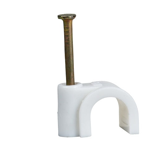 9mm Round Cable Clip White
