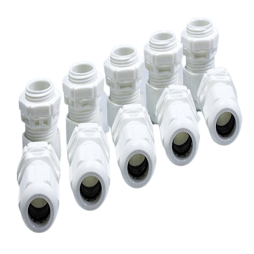Wiska 20mm IP68 Compression Gland c/w Locknut - White (10 Pack)
