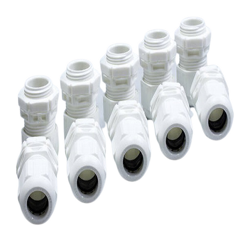 Wiska 20mm IP68 Compression Gland c/w Locknut - White (10 Pack)
