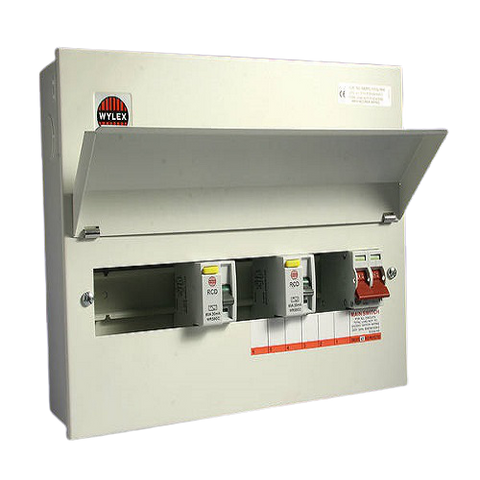 Wylex 10 Way Dual 80A RCD Flexible Split Metal Consumer Unit & 100A Switch