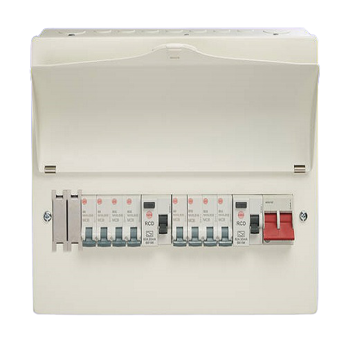 Wylex 15 Way 100A Switch Dual 80A 30mA RCDs Flexible Consumer Unit c/w 10 MCBs (3x6A, 2x16A, 5x32A) and 5 blanks