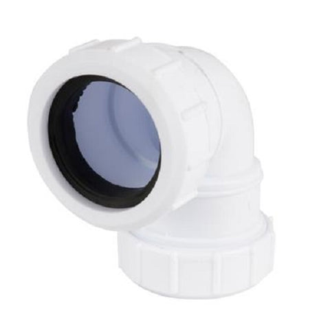 PLASTIC COMPRESSION 32MM 90 DEGREE BEND WHITE