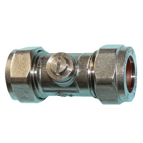 Chrome plated brass isolating valve 15mm