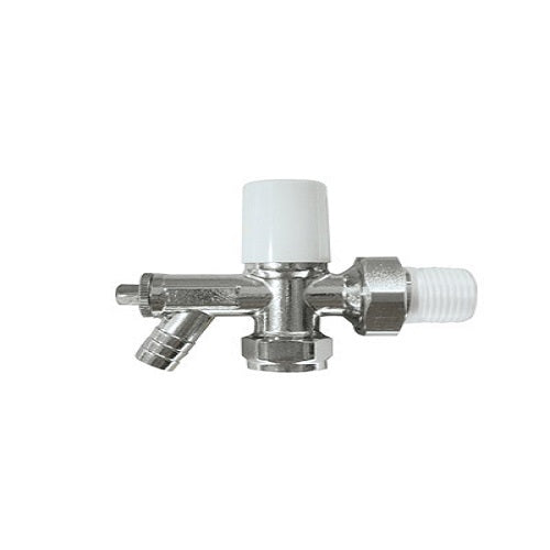 CRESTALUX angle radiator valve with draw off 15mm