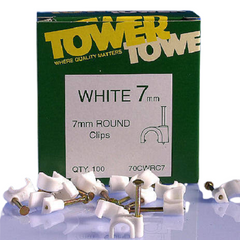 6mm Round Cable Clip White