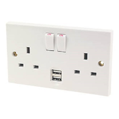 13A 2 GANG SWITCH SOCKET DP WITH USB PORTS