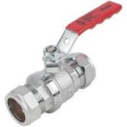 GENBRA 15mm Lever Ball Valve Dual Full Bore 2 Handles Red & Blue Chrome