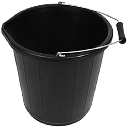 BUILDERS BUCKET 3 GALLON BLACK PLASTIC