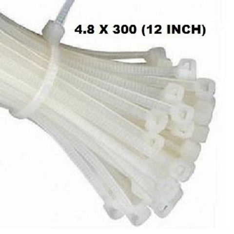 CABLE TIES WHITE 4.8 x 300MM