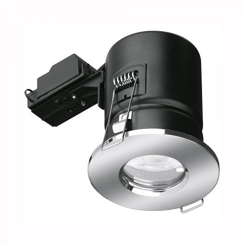 Fire Rated 240v GU10 Shower Downlight - Chrome - IP65