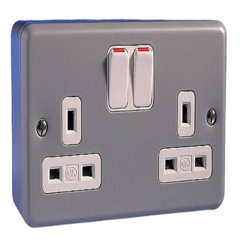 13 Amp 2 Gang Switched Metalclad Socket