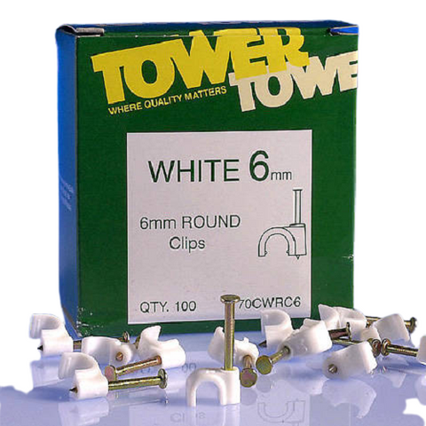 6mm Round Cable Clip White