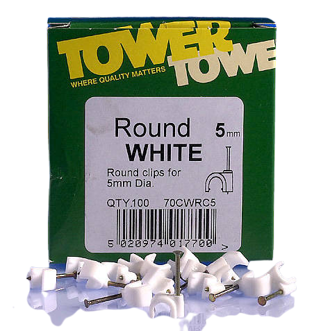 5mm Round Cable Clip White