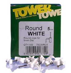 5mm Round Cable Clip White