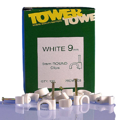 9mm Round Cable Clip White