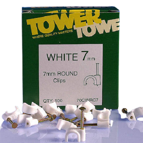 7mm Round Cable Clip White