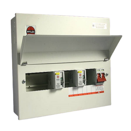 Wylex 10 Way Dual 80A RCD Flexible Split Metal Consumer Unit & 100A Switch