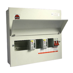 Wylex 10 Way Dual 80A RCD Flexible Split Metal Consumer Unit & 100A Switch