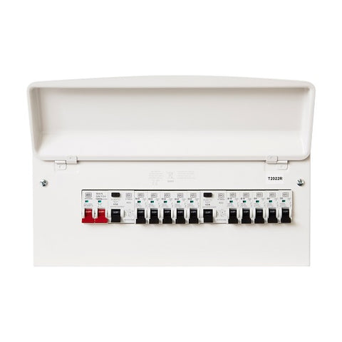 MK 16 Way Pre-Populated Twin RCD Consumer Unit With MCBs All Metal (Y7666SMET)